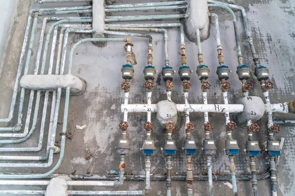 The huge amount of water meter on the hong-kong rooftop of apartment building in Hong Kong — Stock Image Huge Amount Water Meter Hong Kong Rooftop Apartment Building Hong Royalty Free Stock Photos