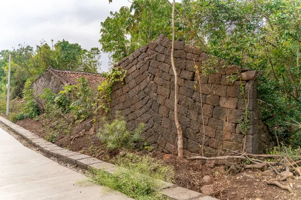 Stenige Metselwerk Muur Van Oude Traditionele Hainan Visser Dorpswoning — Stockfoto