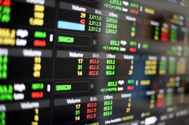Menkul Kıymetler Borsası, Akıcı Ticaret Ekranı, hisse senetlerinin bir listesini gösteriyor..