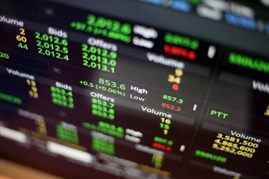 Menkul Kıymetler Borsası, Akıcı Ticaret Ekranı, hisse senetlerinin bir listesini gösteriyor..