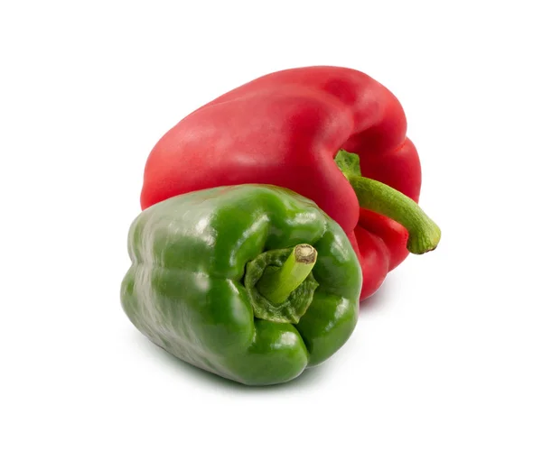 Red and green peppers isolated on a white background — Stock Photo, Image