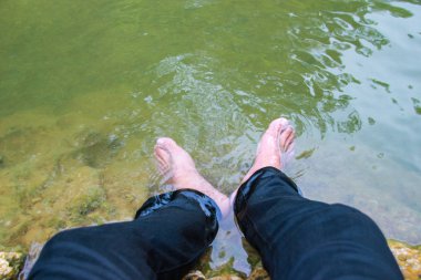 şelale engelleme iki ayak görüntü