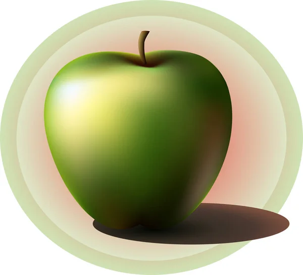 Illustratie van een realistische geïsoleerde groene appel — Stockvector