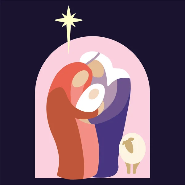 Kerststal van de Heilige Feestdag Kerstmis — Stockvector