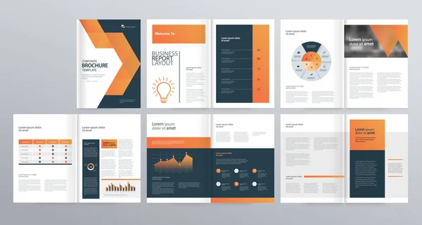 Modelo Layout Design Para Perfil Empresa Relatório Anual Brochuras Folhetos —  Vetores de Stock