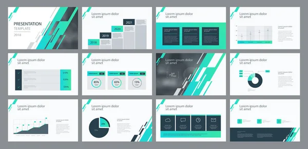 비즈니스 템플릿 디자인 브로슈어 보고서 프로필 그래픽 요소와 페이지 레이아웃 — 스톡 벡터