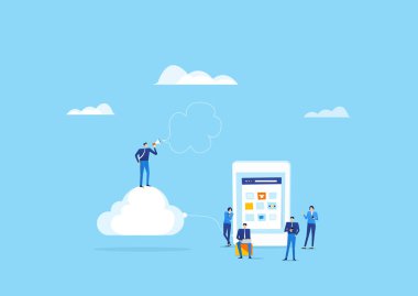 takım iş insanların kullanımı mobil bağlanmak bulut hizmet anlayışı 