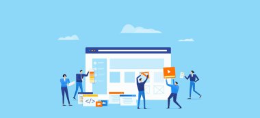 Programcı ve tasarım ekibi kavramı çalışma iş ekibi ile web uygulaması için geliştirmek