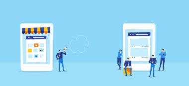 Mobil online alışveriş bağlamak için Grup online müşteri kavramı