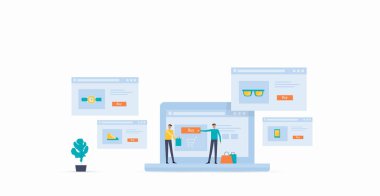 iş online alışveriş kavramı için düz vektör