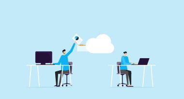 iş takım çalışma ve upload dosya iş yedekleme bulut depolama kavramı kaydetmek