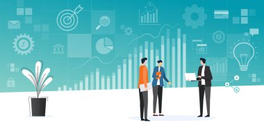 çalışma analytics toplantı ve yatırım Finans planı rapor grafik Pano kavramı üzerinde izleme düz iş takım