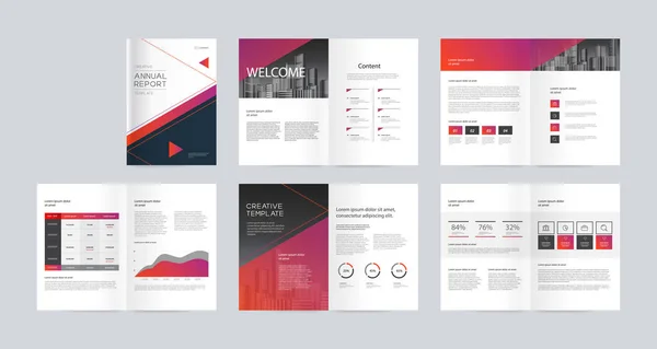 Gabarit Avec Page Couverture Pour Profil Entreprise Rapport Annuel Brochures — Image vectorielle