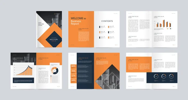 Gabarit Avec Page Couverture Pour Profil Entreprise Rapport Annuel Brochures — Image vectorielle