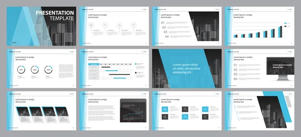 Set Blue Business Presentation Backgrounds Design Template Page Layout Design — Archivo Imágenes Vectoriales