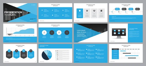 Set Blue Business Presentation Backgrounds Design Template Page Layout Design — Archivo Imágenes Vectoriales