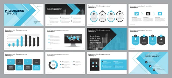 Ορίστε Πρότυπο Σχεδιασμού Μπλε Επιχειρηματικής Παρουσίασης Και Σχεδίαση Διάταξης Σελίδας — Διανυσματικό Αρχείο