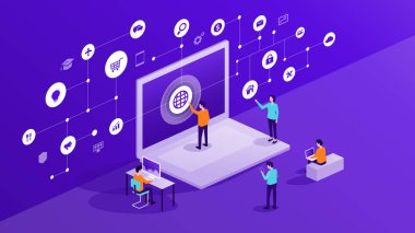 iş adamları ve ekip çalışma ve internet online ağ bağlantısı kavramı kullanın 