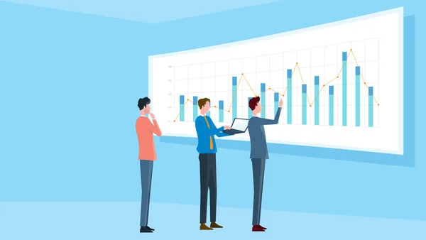 Conceito Design Ilustrações Planas Investimento Finanças Negócios Equipe Negócios Painel —  Vetores de Stock