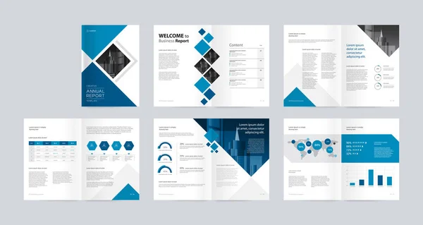 Gabarit Avec Page Couverture Pour Profil Entreprise Rapport Annuel Brochures — Image vectorielle