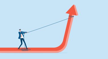Sabit vektör işadamı finans kriziyle mücadele ediyor ve ticari kazanç kavramı kazanıyor