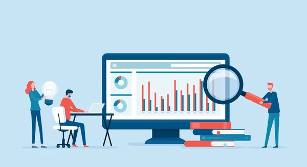 Business People Analytics Monitoring Web Report Dashboard Monitor Concept Vector — Vetor de Stock
