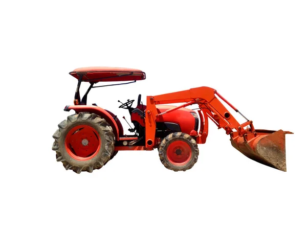 Orange Tractor Isolated White Background Tractor Agriculture Ground Adjustment — Stock Photo, Image