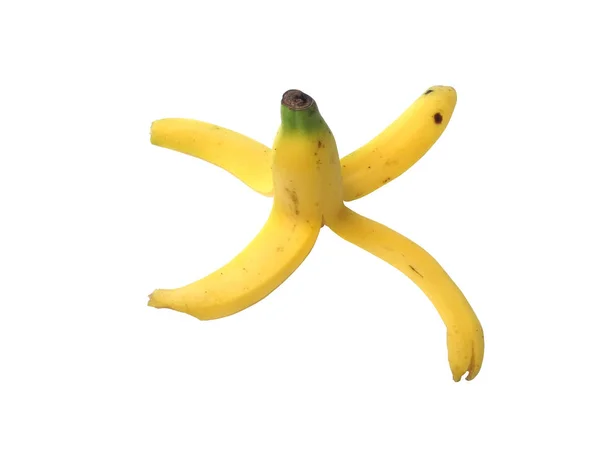 Slippery Banana Peel Isolated White Background Clipping Paths — Stock Photo, Image
