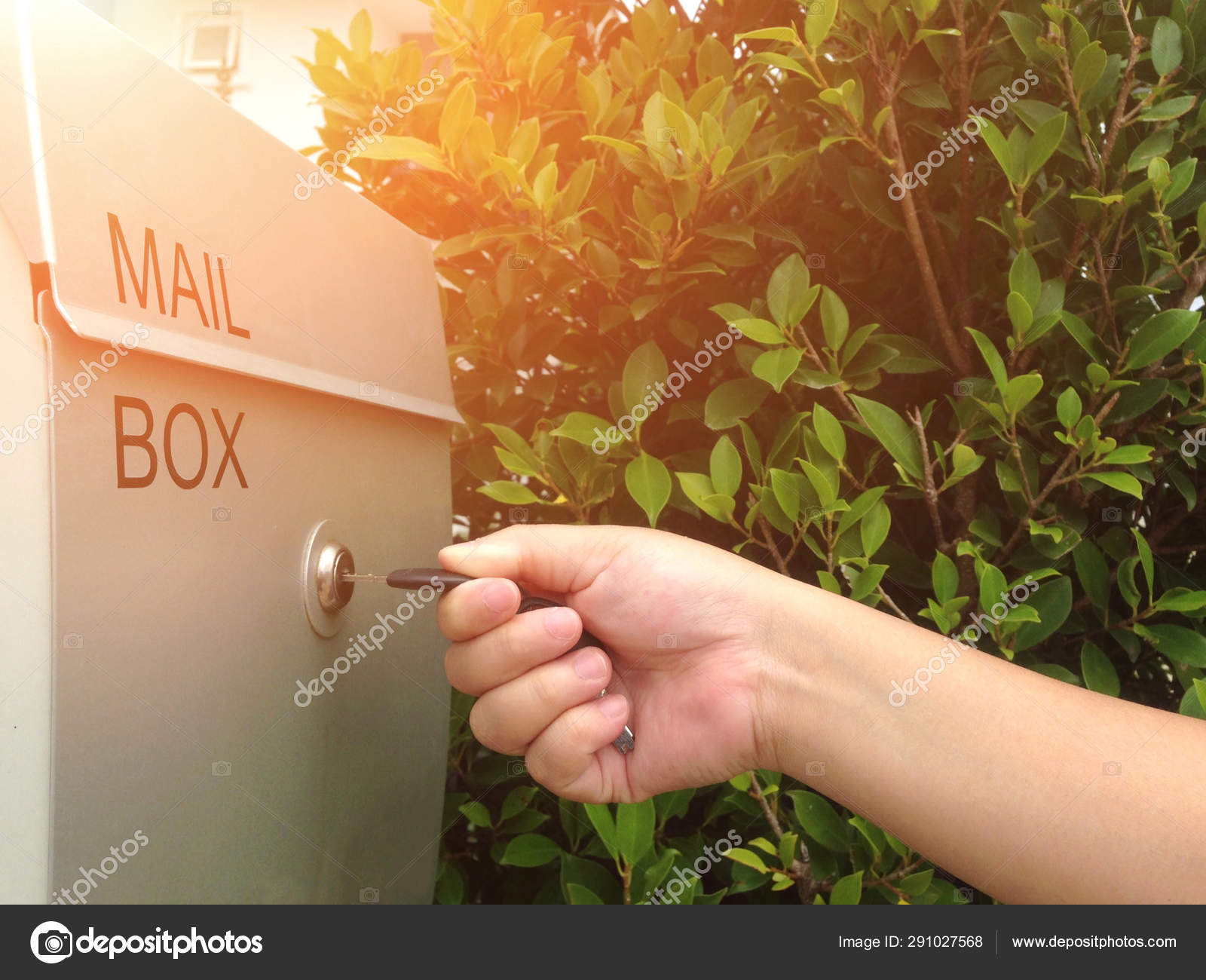 Woman Hand Open Mail Box Key Front House Use Key Stock Photo By C Eungsuwatnarin62 Gmail Com 291027568