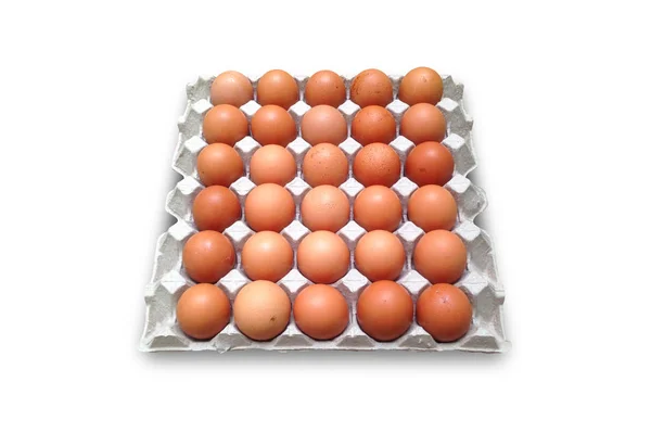 Huevos Bandeja Huevo Aislados Sobre Fondo Blanco Los Huevos Son — Foto de Stock