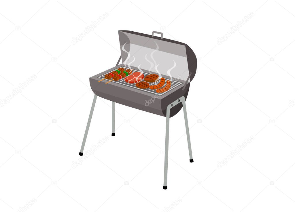 Charcoal grill stove for grilling food isolated on white background.