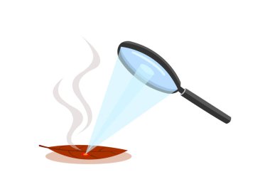 Büyüteç kuru yaprakları yanıklara neden olabilir bir noktada ışık birleştirerek. Büyüteç yanmaya neden olabilir.