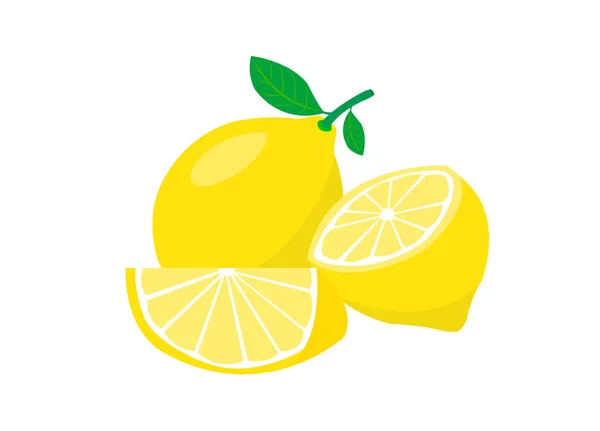 Limone Isolato Fondo Bianco Vettore Limone Tagliato Metà Sfondo Bianco — Vettoriale Stock