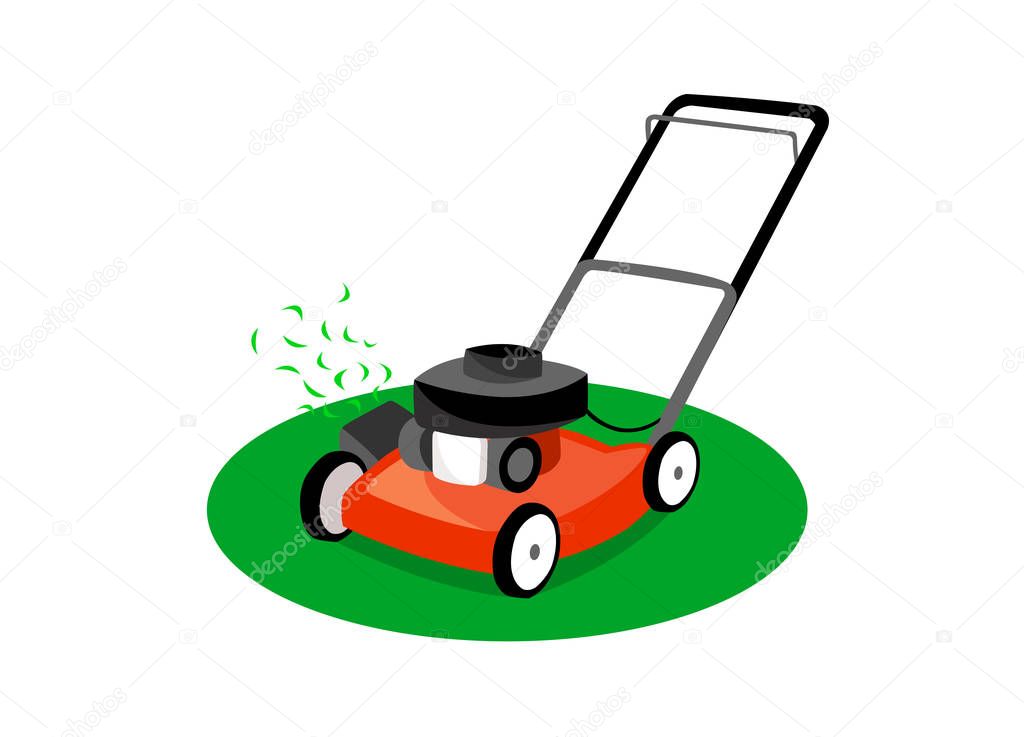 Lawn mower isolated on white background. 