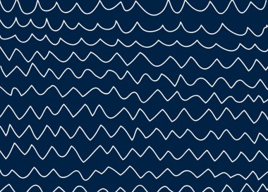 Doodle desen arka plan. Mavi arka planda dalgalı çizgiler.