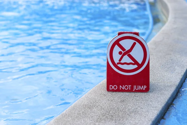 Warning Signs Jump Area Pool Stock Picture