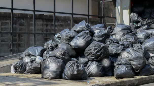 Basura Bolsa Negra Con Tipo Separación Residuos Icono Basura — Vídeo de stock