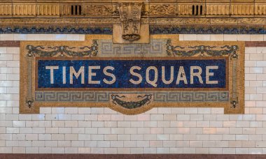 Seramik Mozaik Nyc metro sistemi Times Square istasyonunda oturum