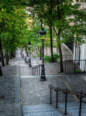 The Rue Foyatier staircase at Montmartre near the Sacre-Coeur Basilica in Paris, France clipart
