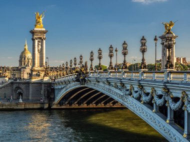 The Pont Alexandre III is Paris's most elegant, grandiose, and sumptuous bridge. It is one of the worlds most beautiful river crossings clipart