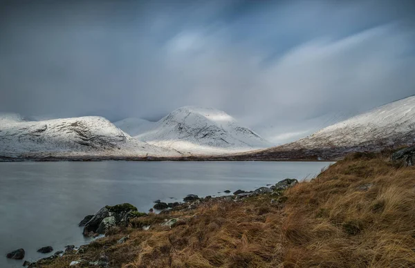 Frío Día Invernal Remoto Loch Dochard Las Tierras Altas Escocesas — Foto de Stock