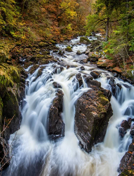 Őszi Színek Folyó Braan Hermitage Dunkeld Közelében Felföld Perthshire — Stock Fotó