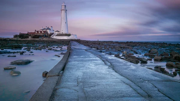 Marys Fyr Strax Norr Whitley Bay Den Northumbriska Kusten Små — Stockfoto