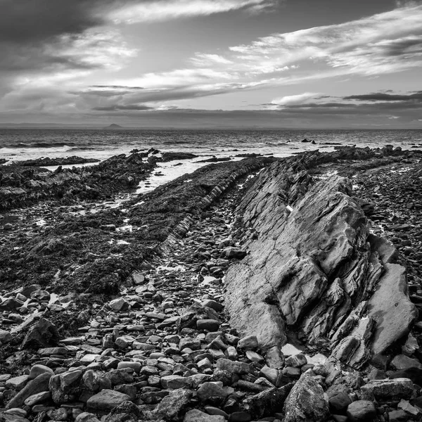 Rocky Beach Monans Fife Scotland Volcanic Rock Formations Protrude Surface — Stock Photo, Image