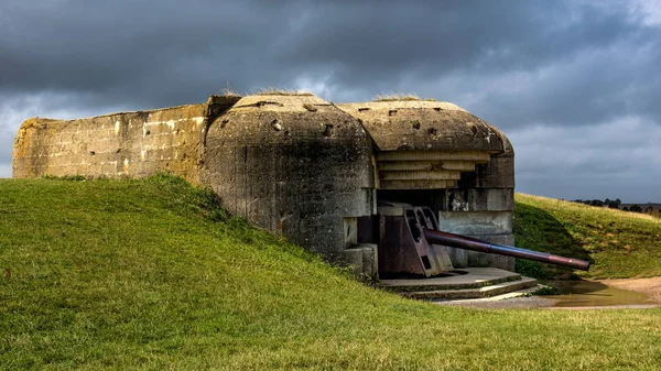 Den Tyska Tvåpjäsbatteri Longues Sur Mer Befallde Ett Strategiskt Läge — Stockfoto