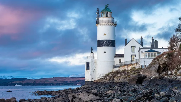 Cloch Lighthouse Shore Firth Clyde Scotland Situated Low Shore Firth — Stock Photo, Image