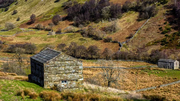 I fienili di pietra a Swaldale — Foto Stock