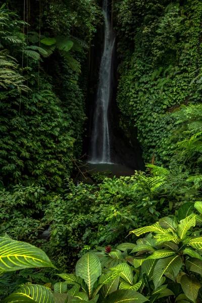 Paisagem Cachoeira Bela Cascata Leke Leke Escondida Bali Cenário Tropical — Fotografia de Stock