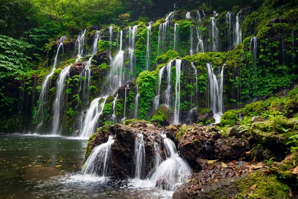 Tropical Landscape Beautiful Hidden Waterfall Rainforest Adventure Travel Concept Nature — Stock Photo, Image