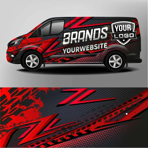 Van Car Wrapping Decal Development Design Carro Para Empresa Marca — Vetor de Stock